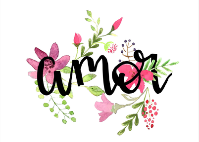 Imagem com a palavra Amor escrita em técnica lettering com flores 